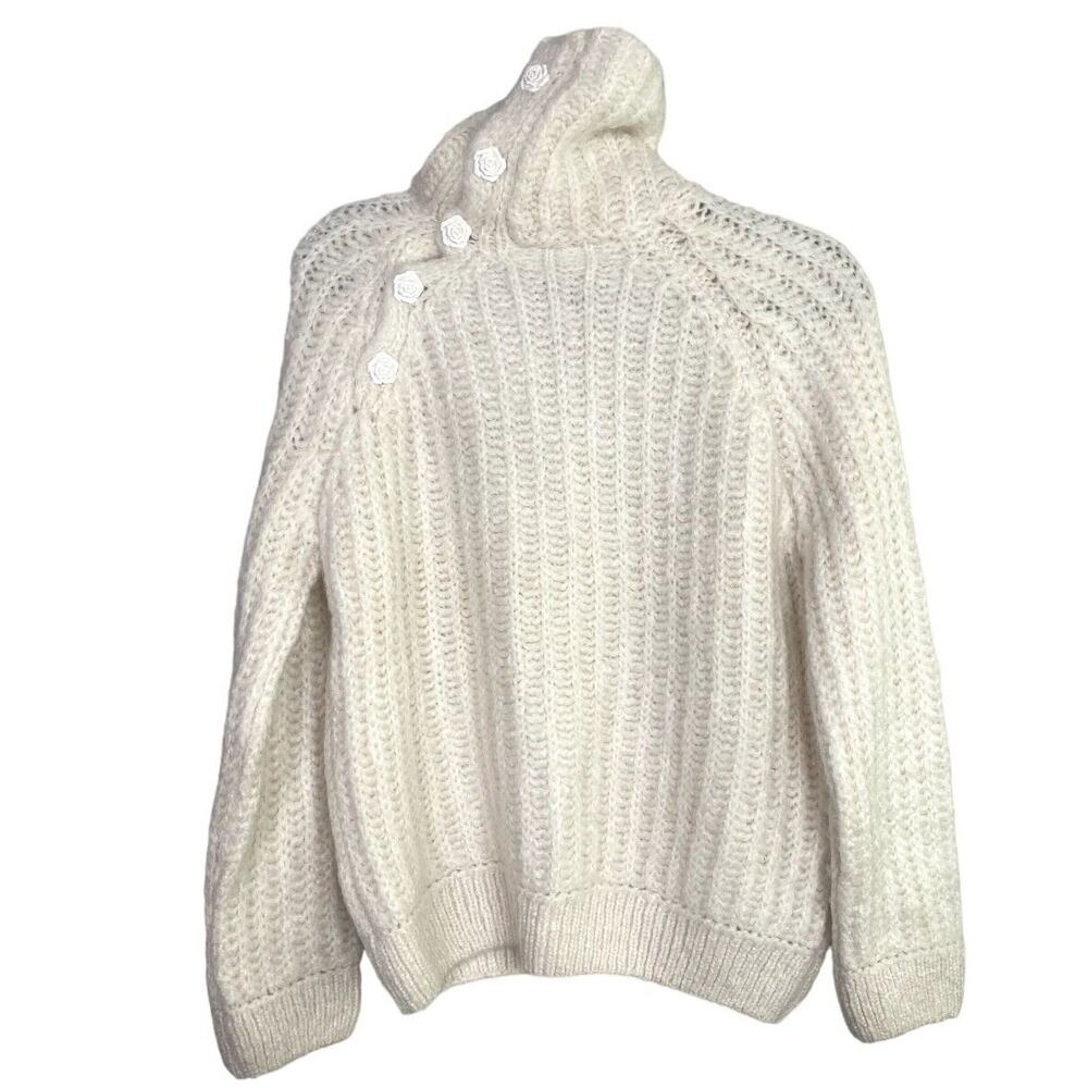 Zara Girls Wool Chunky Knit Long Sleeve Turtleneck Sweater XL 13-14 Off White